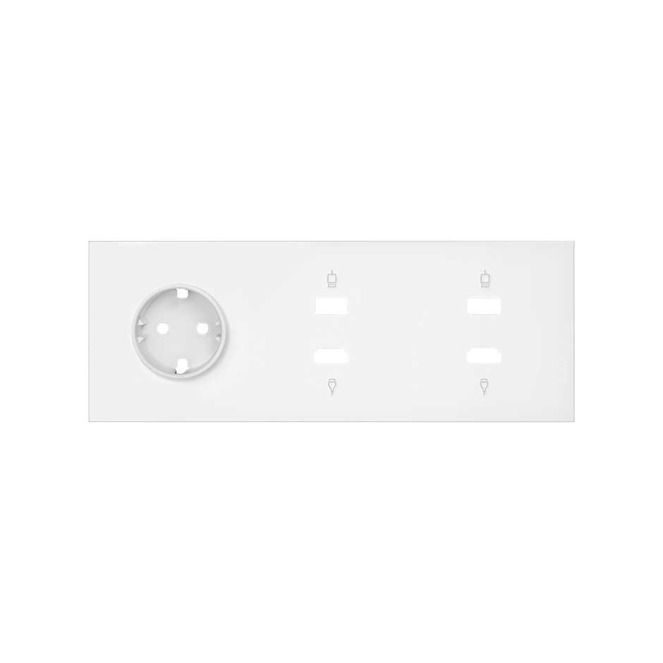 Simon 100 Белый матовый Кит 3 поста, фронт. Накладка на 1 розетку Schuko + 2 розетки HDMI + 2 розетки USB фото