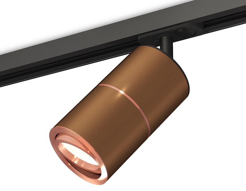 Ambrella Комплект поворотного трекового светильника XT7404004 SCF/PPG/SBK кофе песок/золото розовое полированное/черный песок MR16 GU5.3 (A2537, C7404 фото