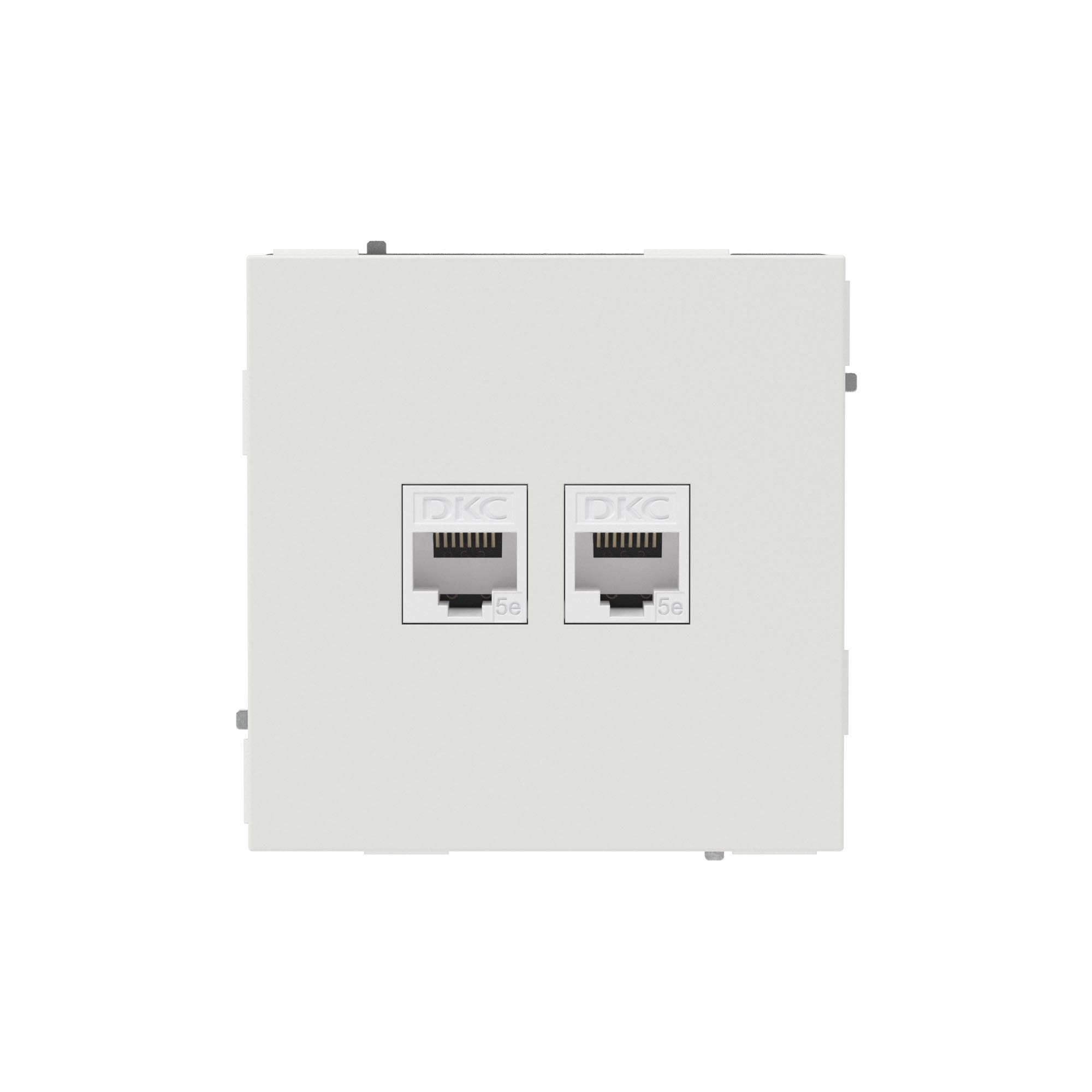 DKC KANT Компьютерная розетка RJ-45 без шторки, кат.5е двойная, белый песок фото