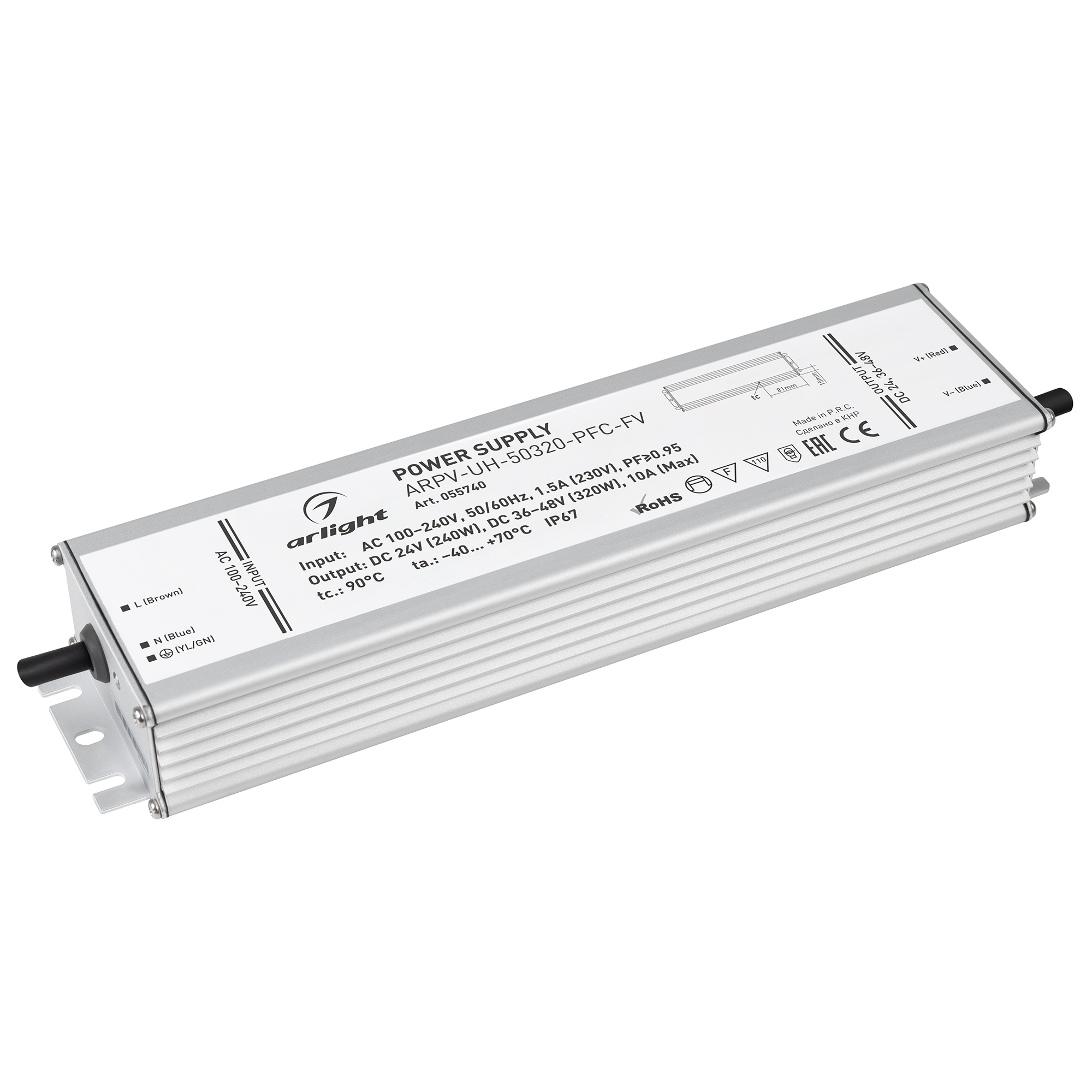 Arlight Блок питания ARPV-UH-50320-PFC-FV (24V 240W, 36-48V 320W, 10A) (IP67 Металл, 7 лет) фото