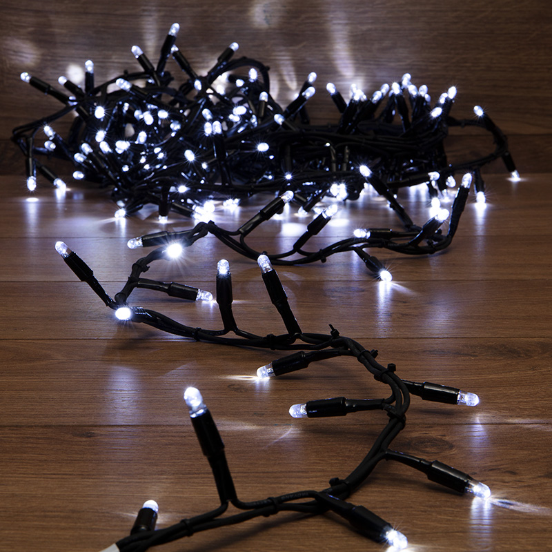 NEON-NIGHT Гирлянда «Кластер» 10 м, 200 LED, черный каучук, IP67, соединяемая, цвет свечения белый фото
