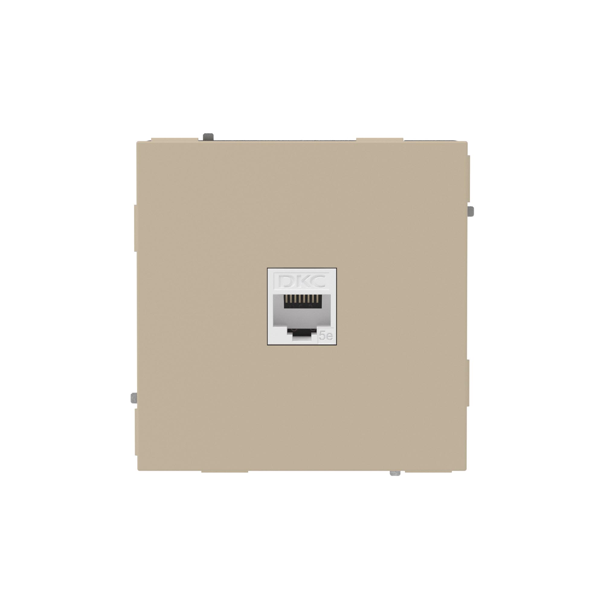 DKC KANT Компьютерная розетка RJ-45 без шторки, кат.5е одинарная, ванильный марципан фото