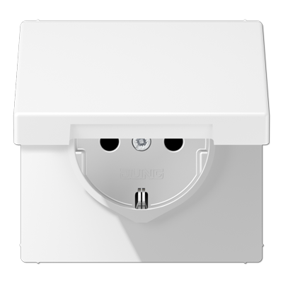 JUNG LS 990 Белый матовый Розетка с защитой от детей, с крышкой, SCHUKO фото