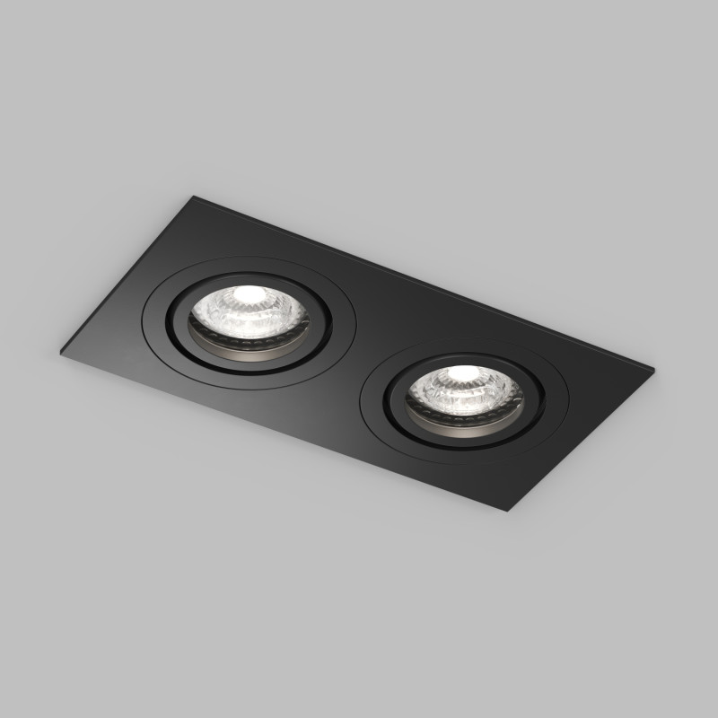 Denkirs DK2112-BK Встраиваемый влагозащищённый светильник HYDRO, IP44, 2×15 Вт LED макс., GU10, алюминий, чёрный фото