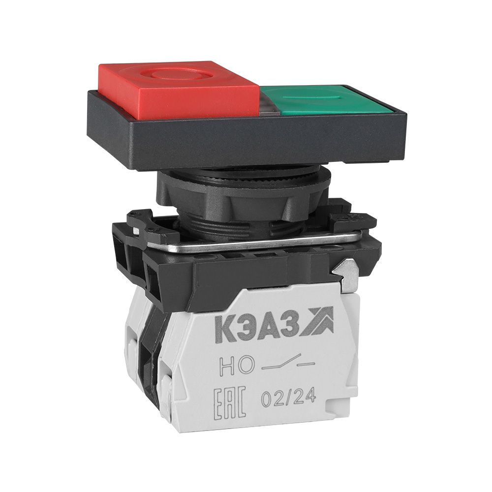 КЭАЗ Кнопка КМЕ9111мЛ-220В-зел-красн-1но+1нз-двойная-индикатор-IP40. фото