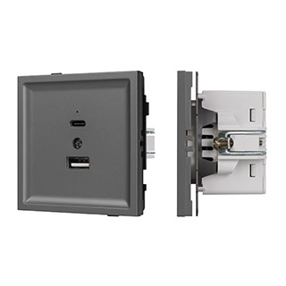 Arlight Механизм USB розетки SCT-TENDO-MUAC-SFPL-GR (5V, 3A, QC3) (-) фото