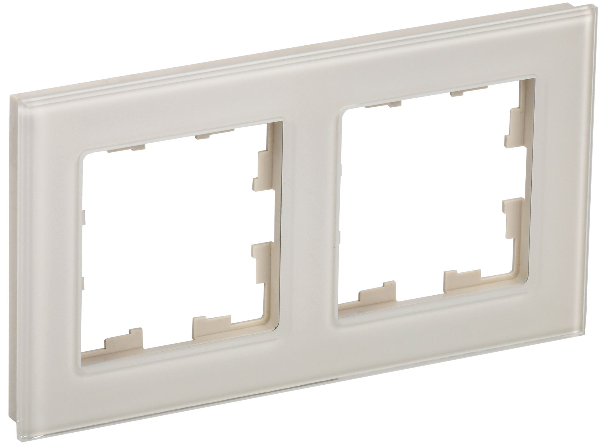 IEK BRITE DECOR Ванильный глянец стекло Рамка 2-м РУ-2-2-БрВа фото