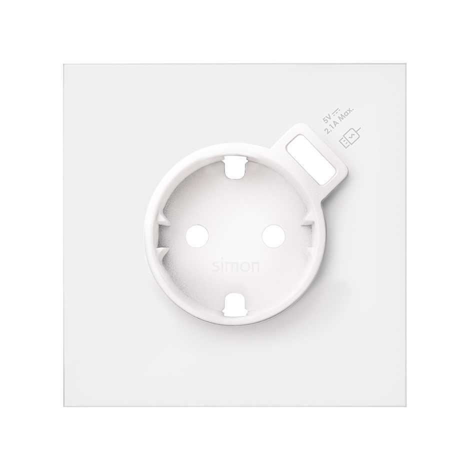 Simon 100 Белый матовый Кит 1 пост, фронт. Накладка на 1 розетку Schuko с з/у USB SC фото
