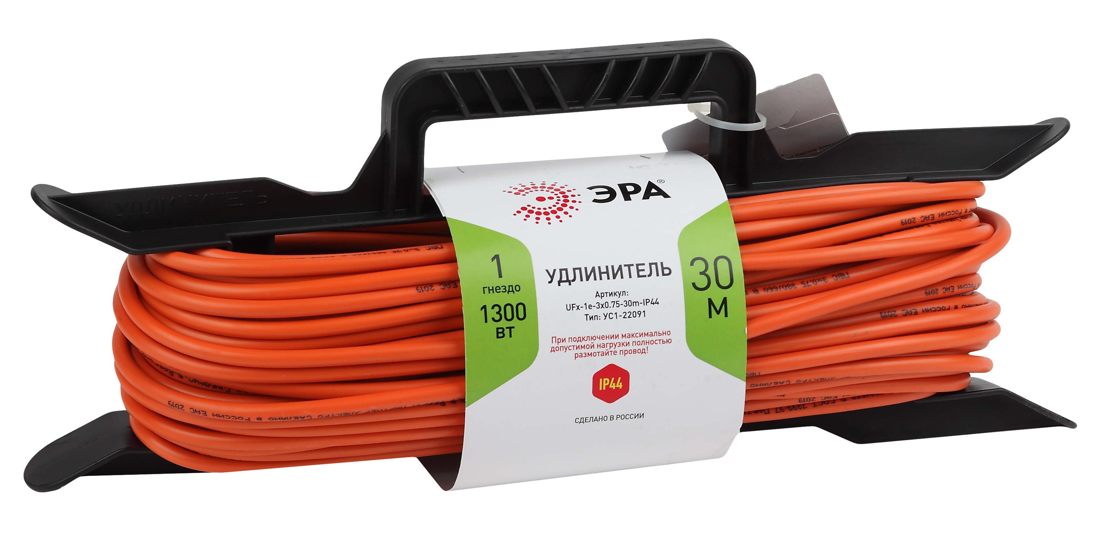 ЭРА Удлинитель силовой UFx-1e-3x0.75-30m на рамке c заземлением 1 розетка 30м ПВС 3x0.75мм2 фото