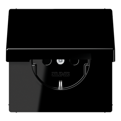JUNG LS990 Черная Розетка штепсельная Schuko 16A, 250V с откидной крышкой и защитой от детей фото