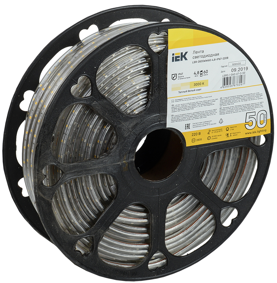 IEK Лента LED 50м LSR-2835WW60-4,8-IP67-220В фото