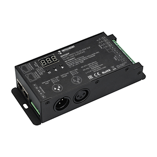 Arlight INTELLIGENT Декодер SMART-DMX512-104-83-RDM-SUF (12-48V, 4x8A, XLR3/RJ45) (IARL, IP20 Металл, 5 лет) фото