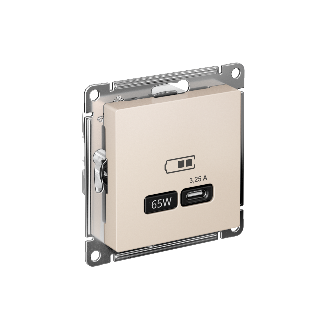 Systeme Electric AtlasDesign Беж USB Розетка тип-C 65W высокоскор.заряд. QC, PD, мех. фото