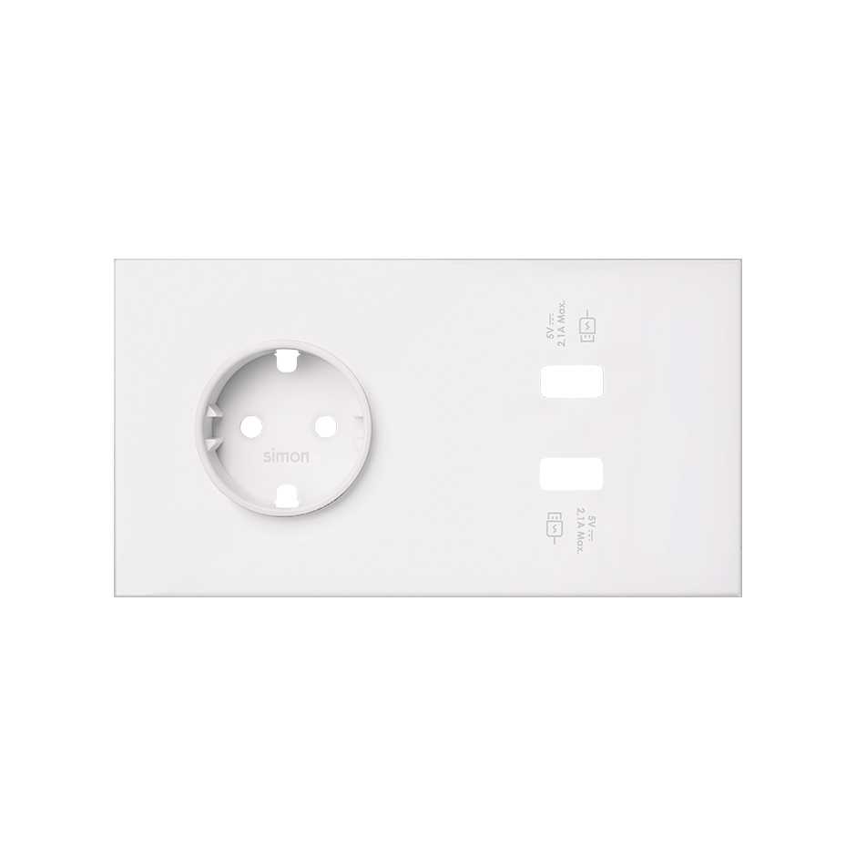 Simon 100 Белый матовый Кит 2 поста, фронт. Накладка на 1 розетку Schuko + 2 з/у USB SC фото