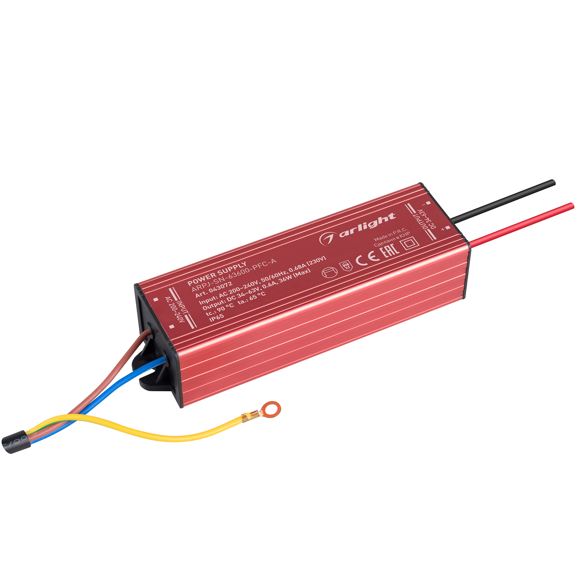 Arlight Блок питания ARPJ-SN-63600-PFC-A (36W, 34-63V, 600mA) (IP65 Металл, 3 года) фото
