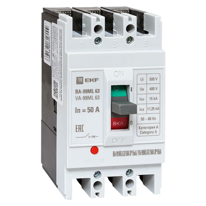 EKF Автоматический выключатель ВА-99МL 63/ 50А 3P 15кА Basic фото