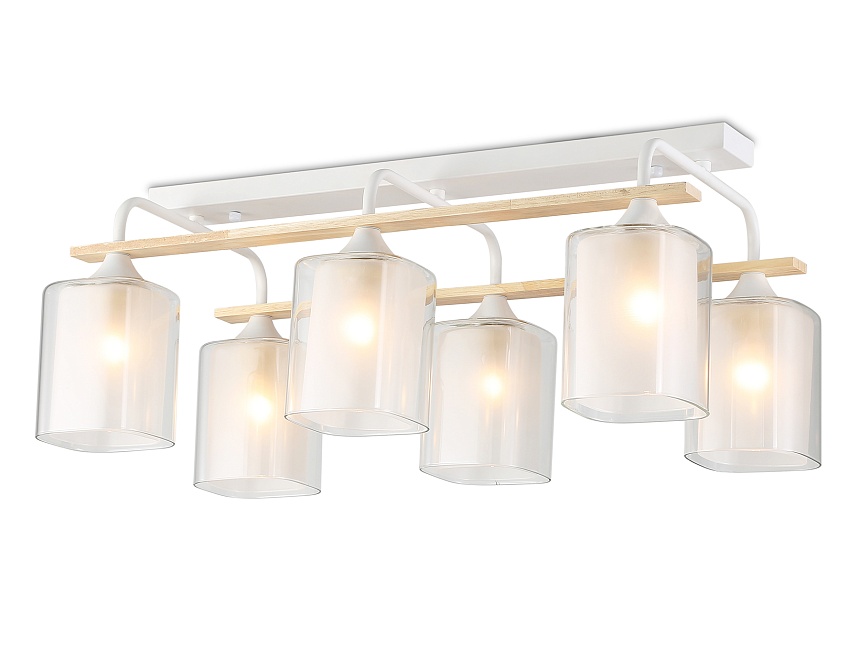 Ambrella Светильник потолочный TR3033247/6 WH/WD белый/дерево E27/6 max 60W 580*340*245 фото