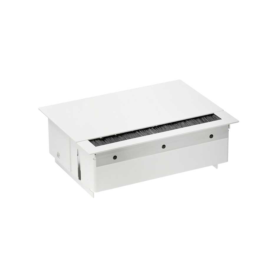 Simon 400 Белый Врезной розеточный блок с крышкой, ввод щетка, ввод щетка, 1x2P+E, 3 пустых модуля фото