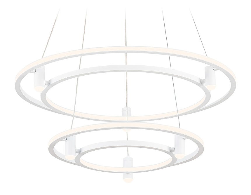 Ambrella Светильник подвесной светодиодный FL5542/2+6 WH белый 90W 3000K/4200K/6400K D600/400*1300 (без ПДУ) фото