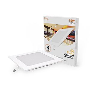Gauss Светильник Slim квадрат 15W 990lm 3000K 180-265V IP20 монтаж Ø155*155 170*170*22 LED фото