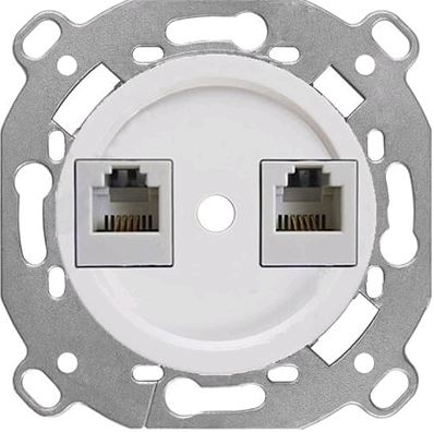 BIRONI Шедель Пластик Белый Розетка RJ45 + RJ11 (скрытый монтаж) фото