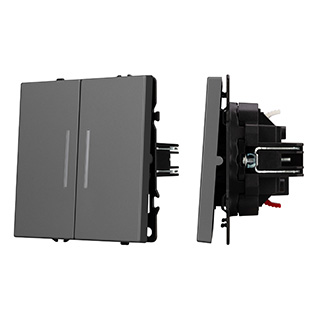 Arlight Механизм выключателя двухклавишный проходной LED SWT-NOBE-MKP2-SFPL-L-GR (230V, 10A) (Серый базальт) фото