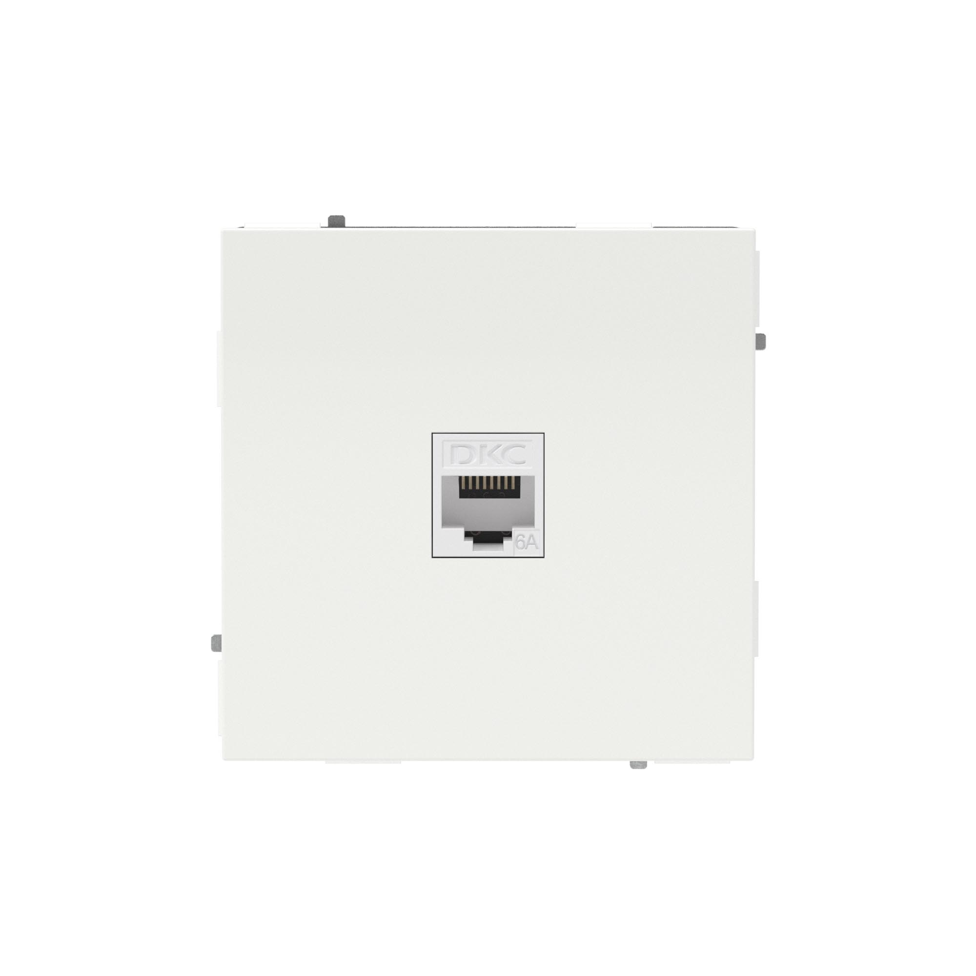DKC KANT Компьютерная розетка RJ-45 без шторки, кат.6А одинарная,белая магнолия фото
