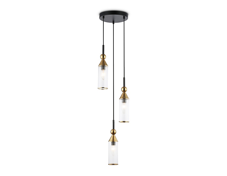 Ambrella Светильник подвесной LH55252/3 BK/BS/CL черный/латунь/прозрачный E14*3 max 40W D230*1200 фото