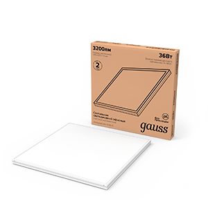 Gauss Светильник офисный Gauss 36W 3200lm 6500K IP20 595*595*19мм матовый LED 1/4 фото