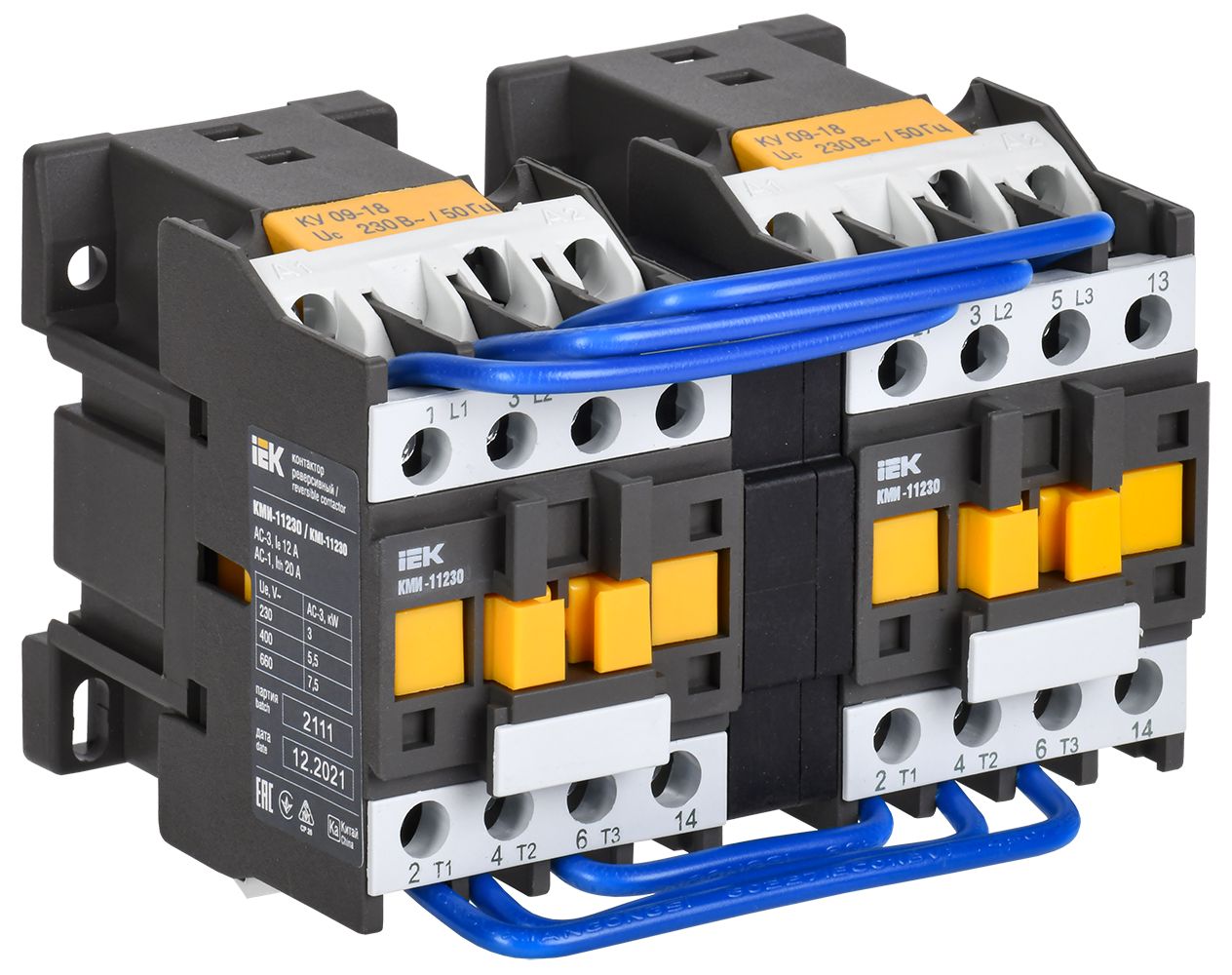 IEK Контактор КМИ-11230 реверс 12А 230В/АС3 2НО фото