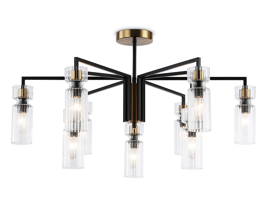 Ambrella Светильник на штанге LH56117/9 BK/BS/CL черный/латунь/прозрачный E14*9 max 40W D765*440 фото