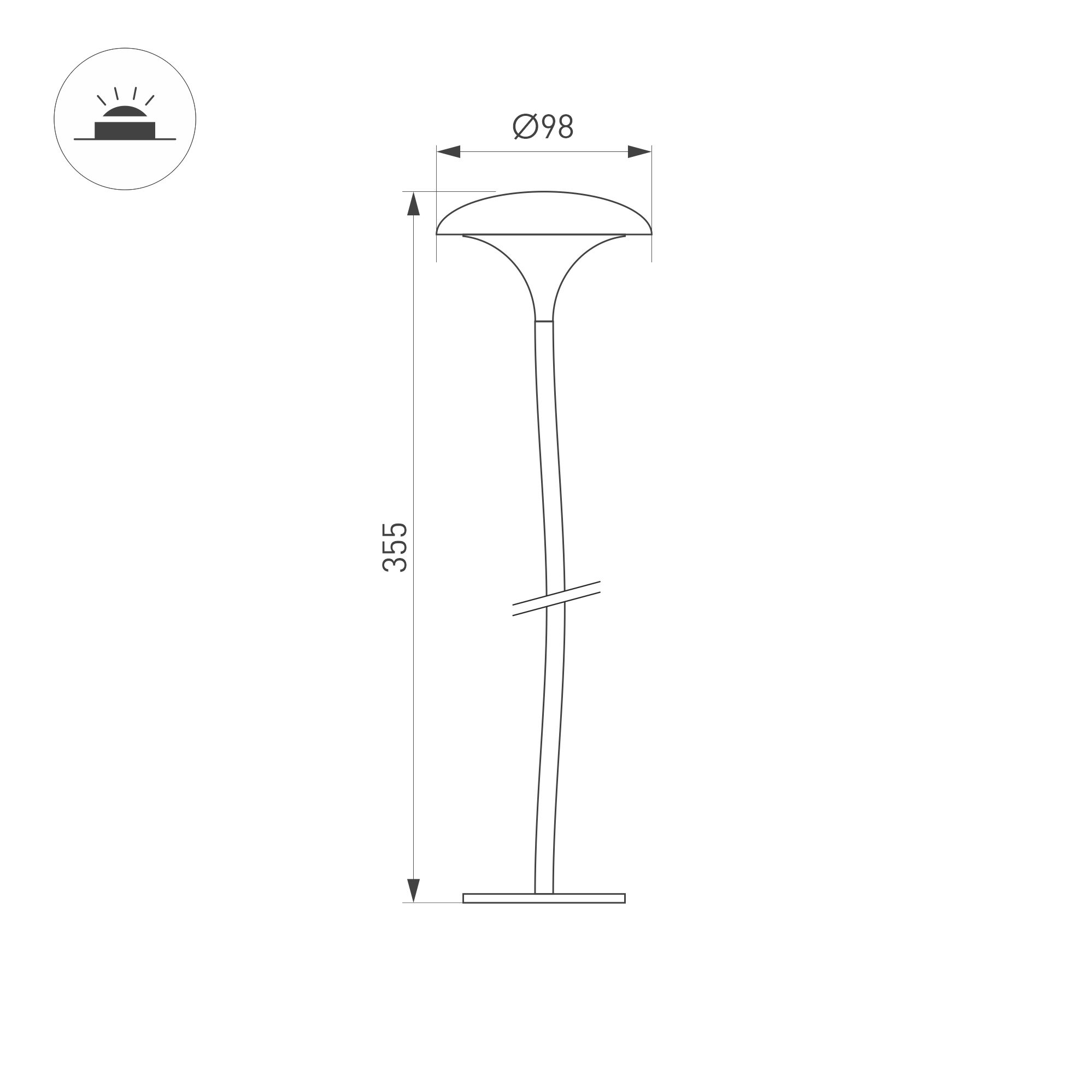 Arlight Светильник KT-MUCENA-BOLL-B-H350-1W Warm3000 (WH, 100 deg, 24V) (IP65 Металл, 3 года) фото