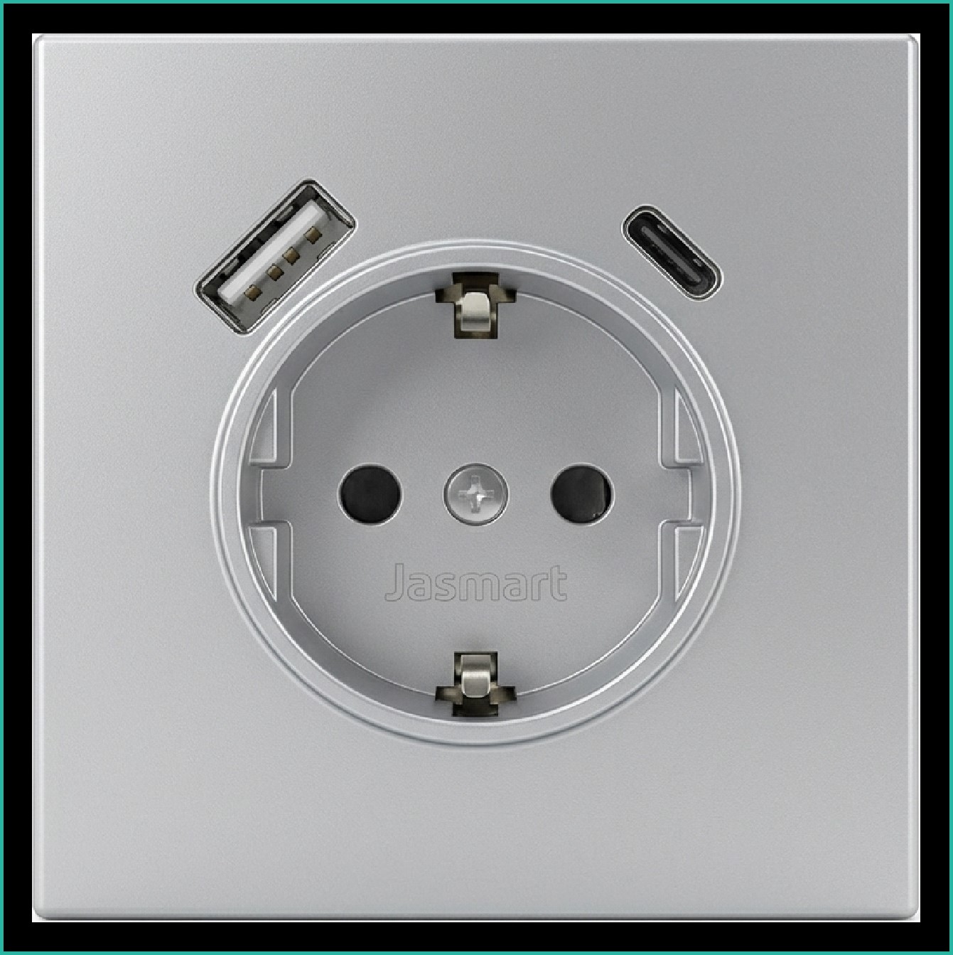 Jasmart FD Алюминий Розетка с/з со шторками 16A c USB A+C 25W фото