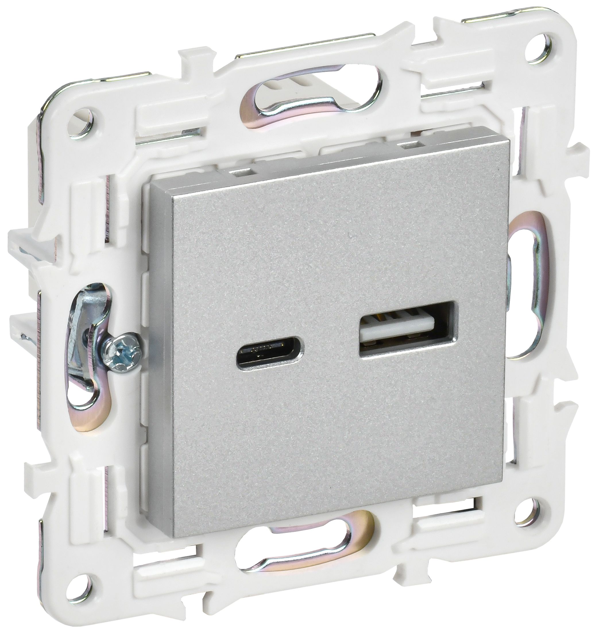IEK SKANDY Серебряный Розетка USB A+C 18Вт SK-R13S фото