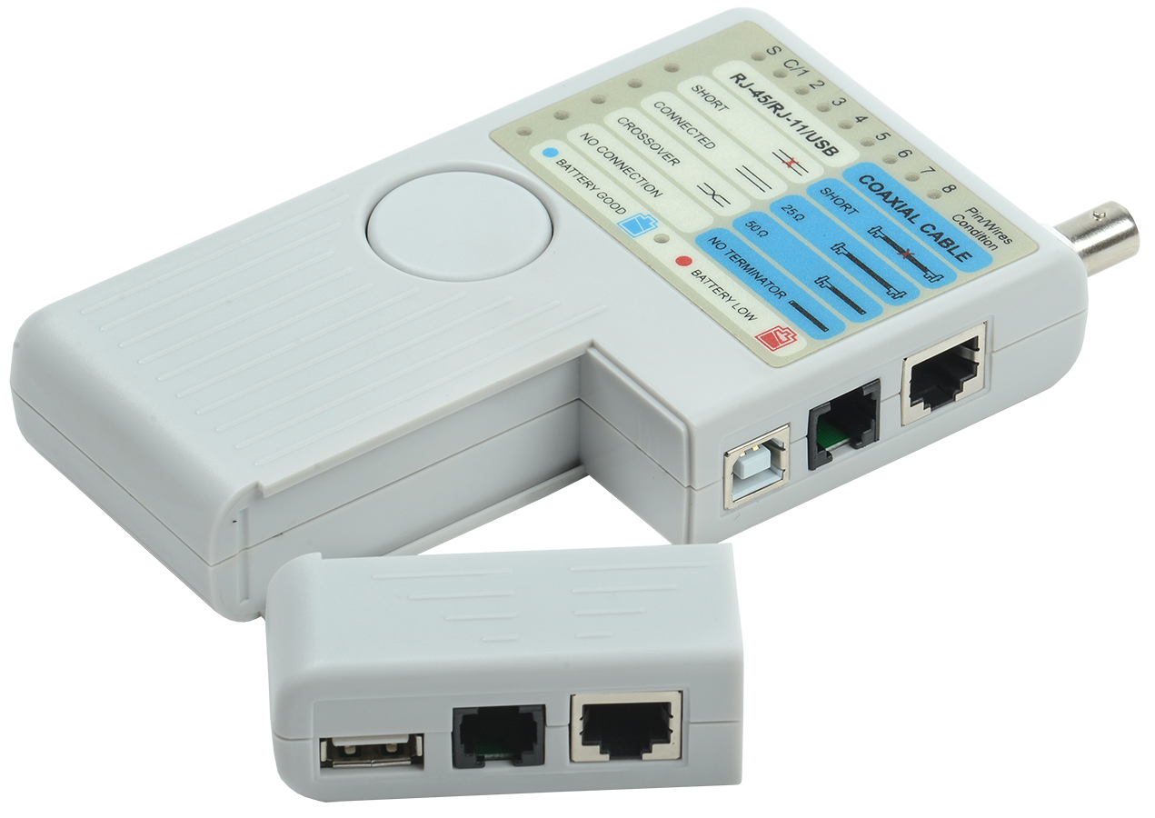 IEK ITK Тестер для витой пары 4в1 RJ45/RJ11/BNC/USB с элем. пит. фото