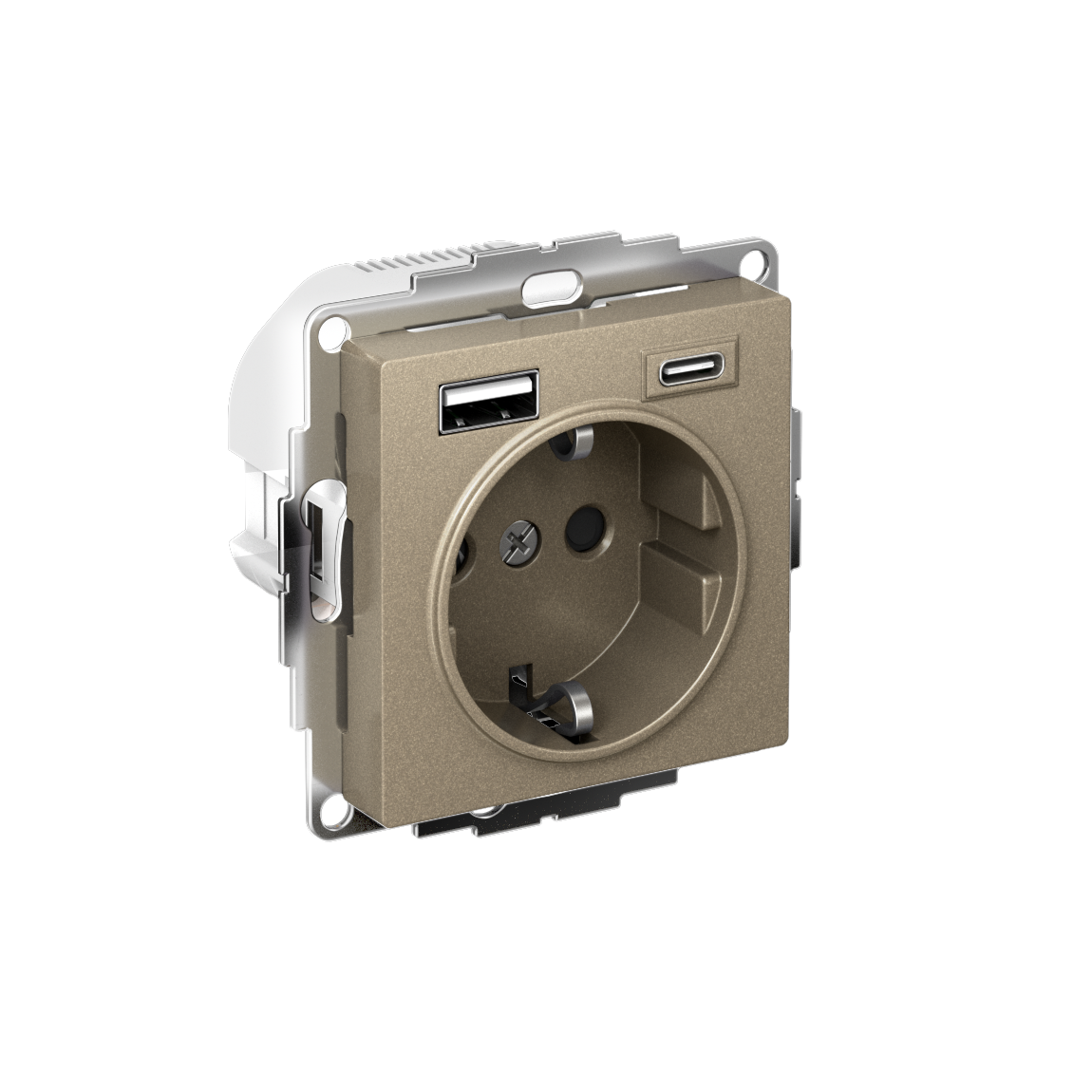 Systeme Electric AtlasDesign Шампань Розетка 16А с USB A+C (5В/2,4А/3 А, 2х5В/1,5А), мех фото