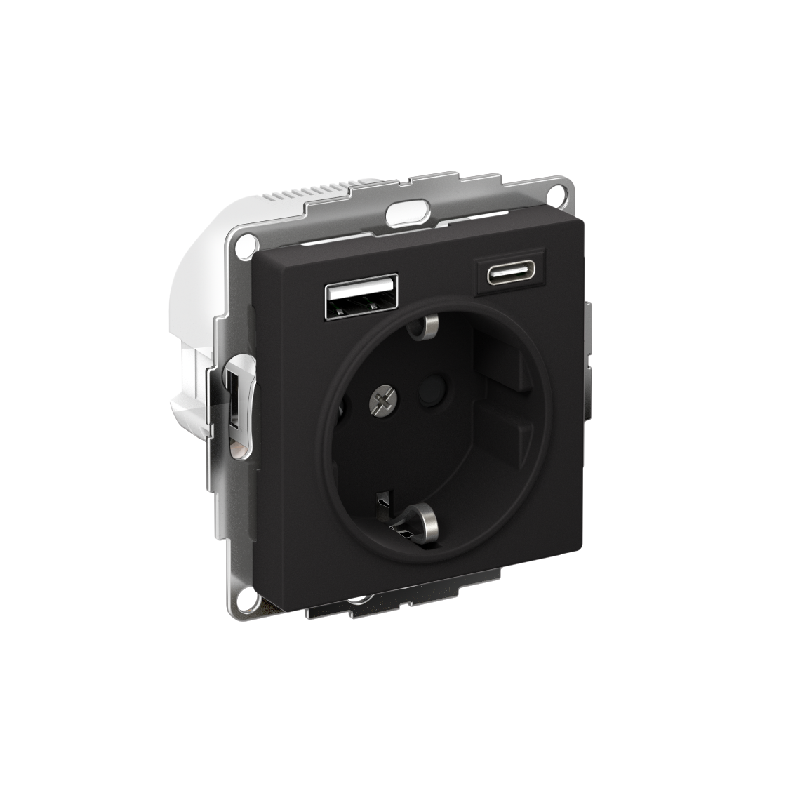 Systeme Electric AtlasDesign Карбон Розетка 16А с USB A+C (5В/2,4А/3 А, 2х5В/1,5А), мех фото