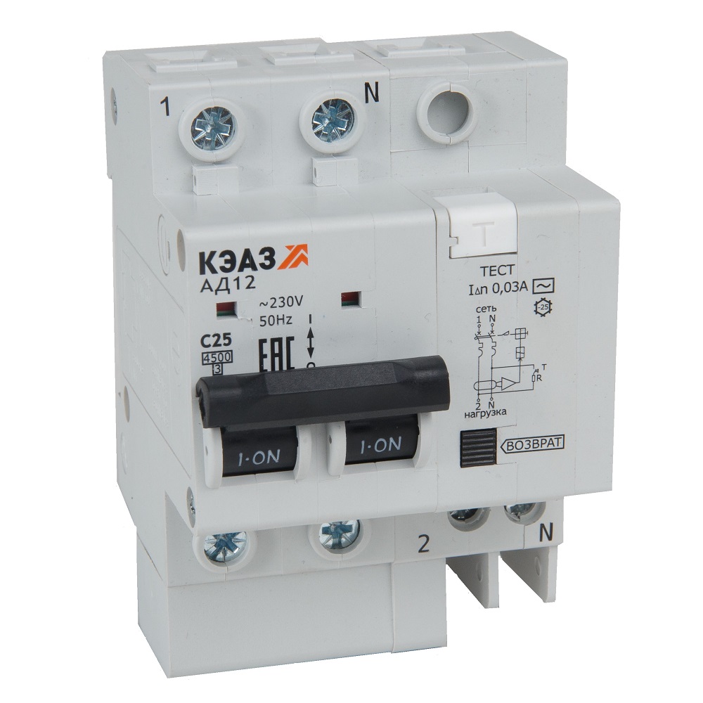 КЭАЗ АВДТ с защитой от сверхтоков АД12-23C32-АC-УХЛ4 (2P, C32, 100mA) 4,5кА. фото
