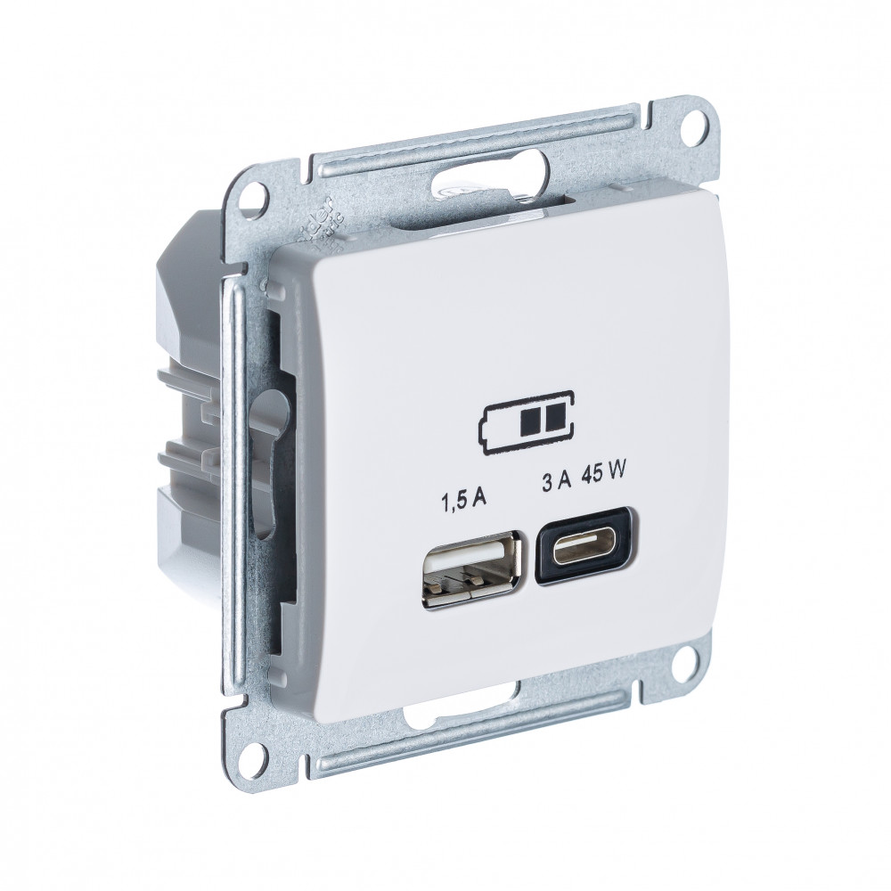 Systeme Electric Glossa Беж USB Розетка A + тип-C 45W высокоскор.заряд. QC, PD, мех. фото