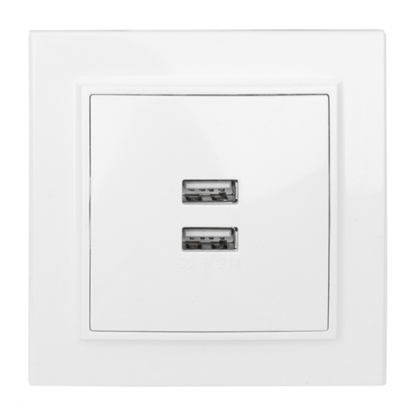 EKF Минск Розетка USB 2-местная СП 2,1А белая фото