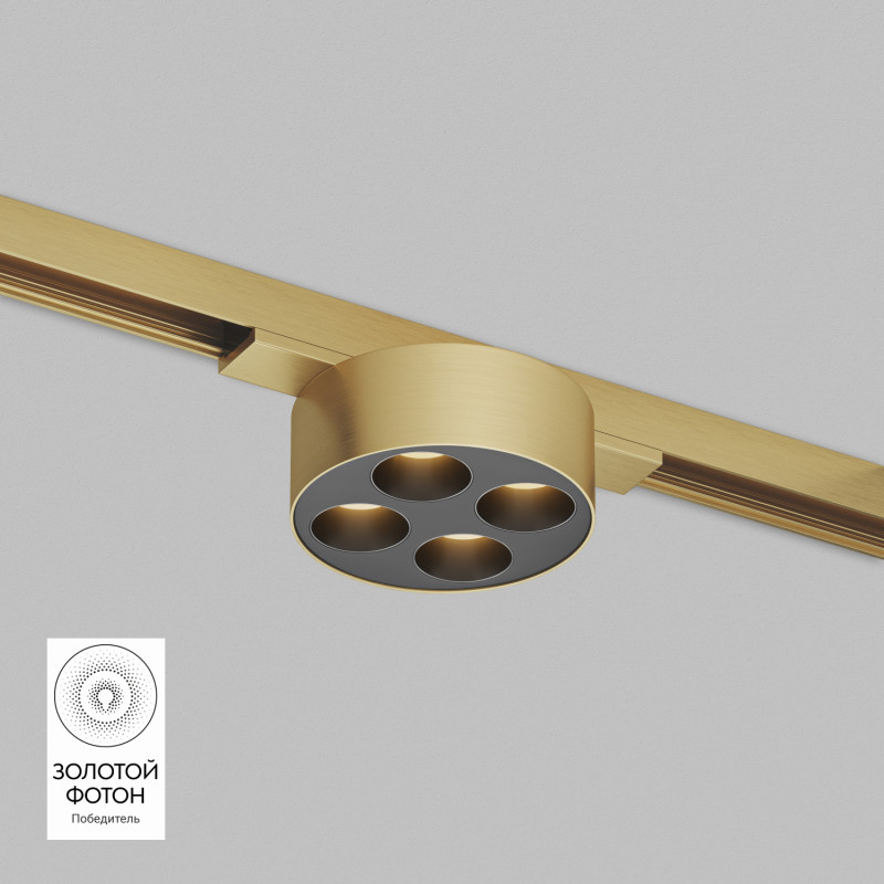 Denkirs DK5772-SB Светильник для трека SHINE GRILL со светодиодом, D74*H28, 48V DC, 6W, RA≥90, 3000K, IP20, сатинированная латунь, алюминий фото