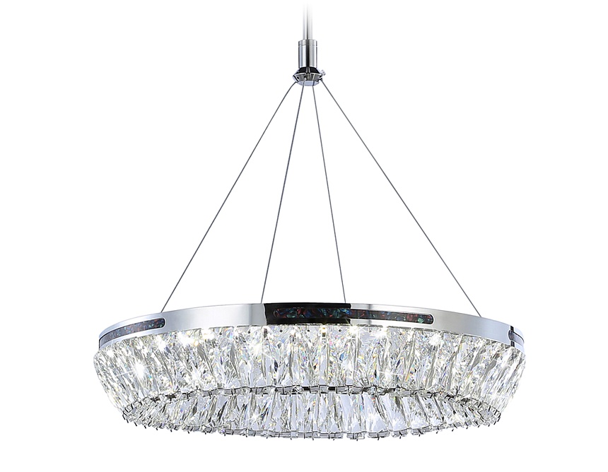 Ambrella Подвесная светодиодная люстра с хрусталем TR5022 CH/CL хром/прозрачный 3000K/4200K/6400K 47W D500*540 (Без ПДУ) фото