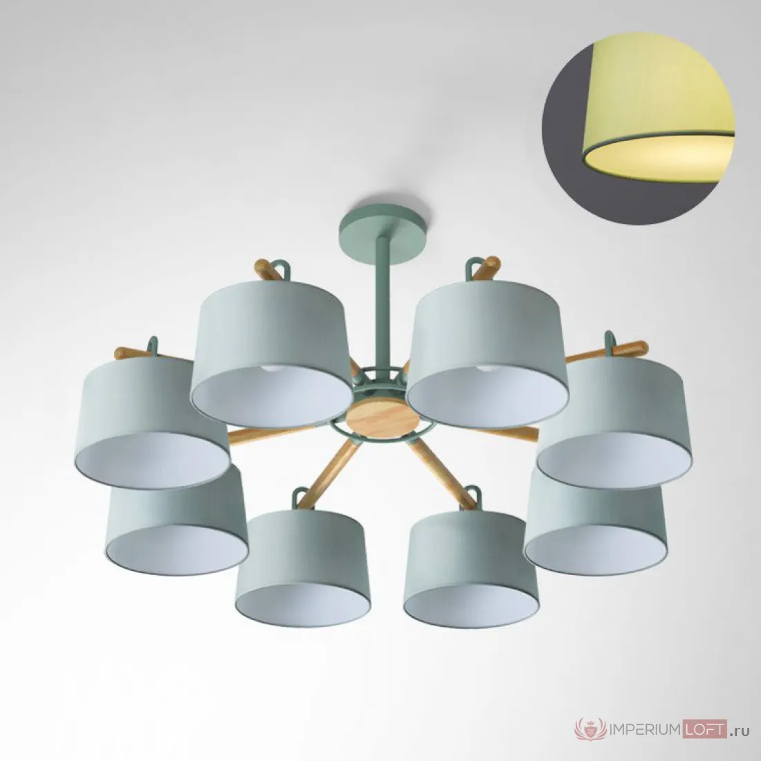 ImperiumLoft Потолочная люстра на штанге EVEN 8 Olive фото