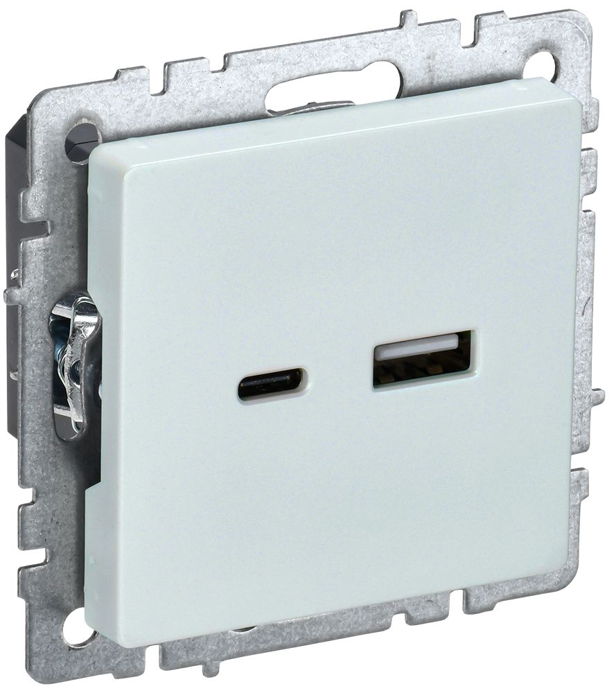 IEK BRITE BASE Жемчуг Розетка USB A+C 18Вт РЮ11-1-БрЖ фото