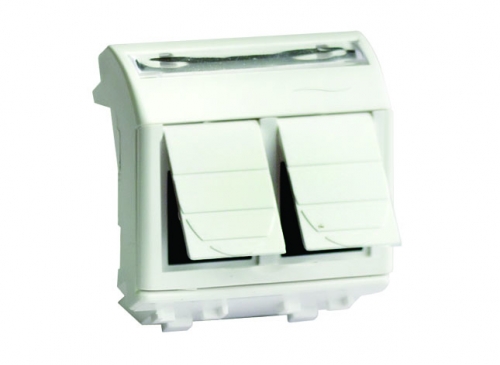 DKC Brava Компьютерная розетка двойная RJ45 кат.5e экран., 8P8C, Brava, белая, 2мод фото