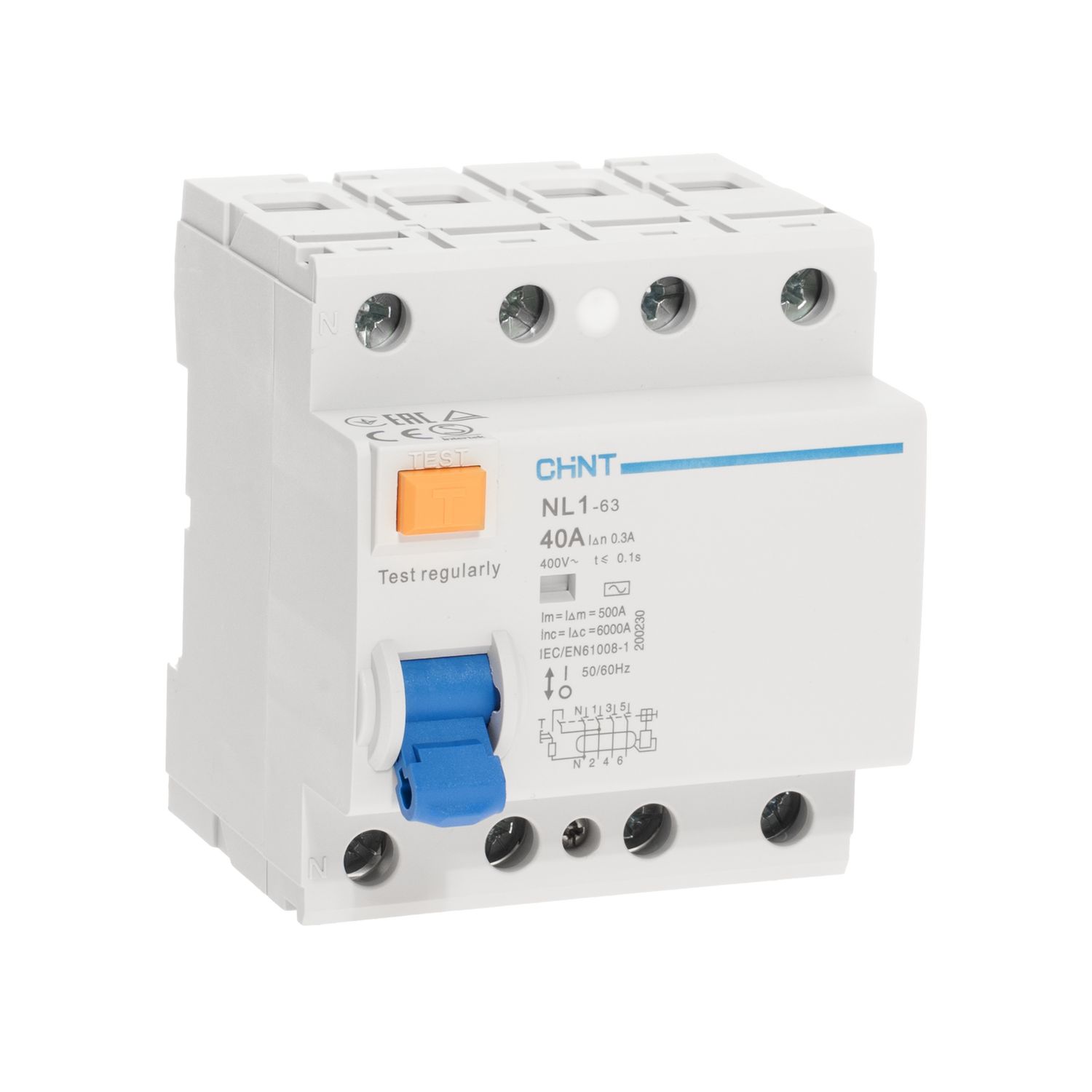 CHINT УЗО NL1-63 4P 40A 300mA 6kA тип AC (DB) (R) фото