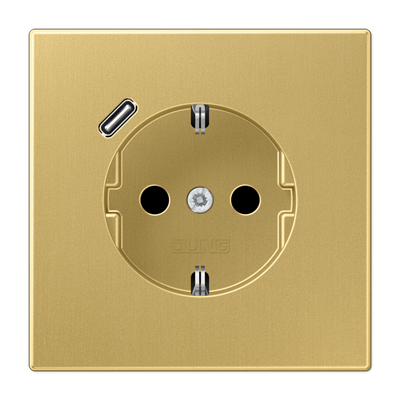 JUNG Розетка SCHUKO® с USB-зарядным устройством, тип С термопласт латунь Classic фото