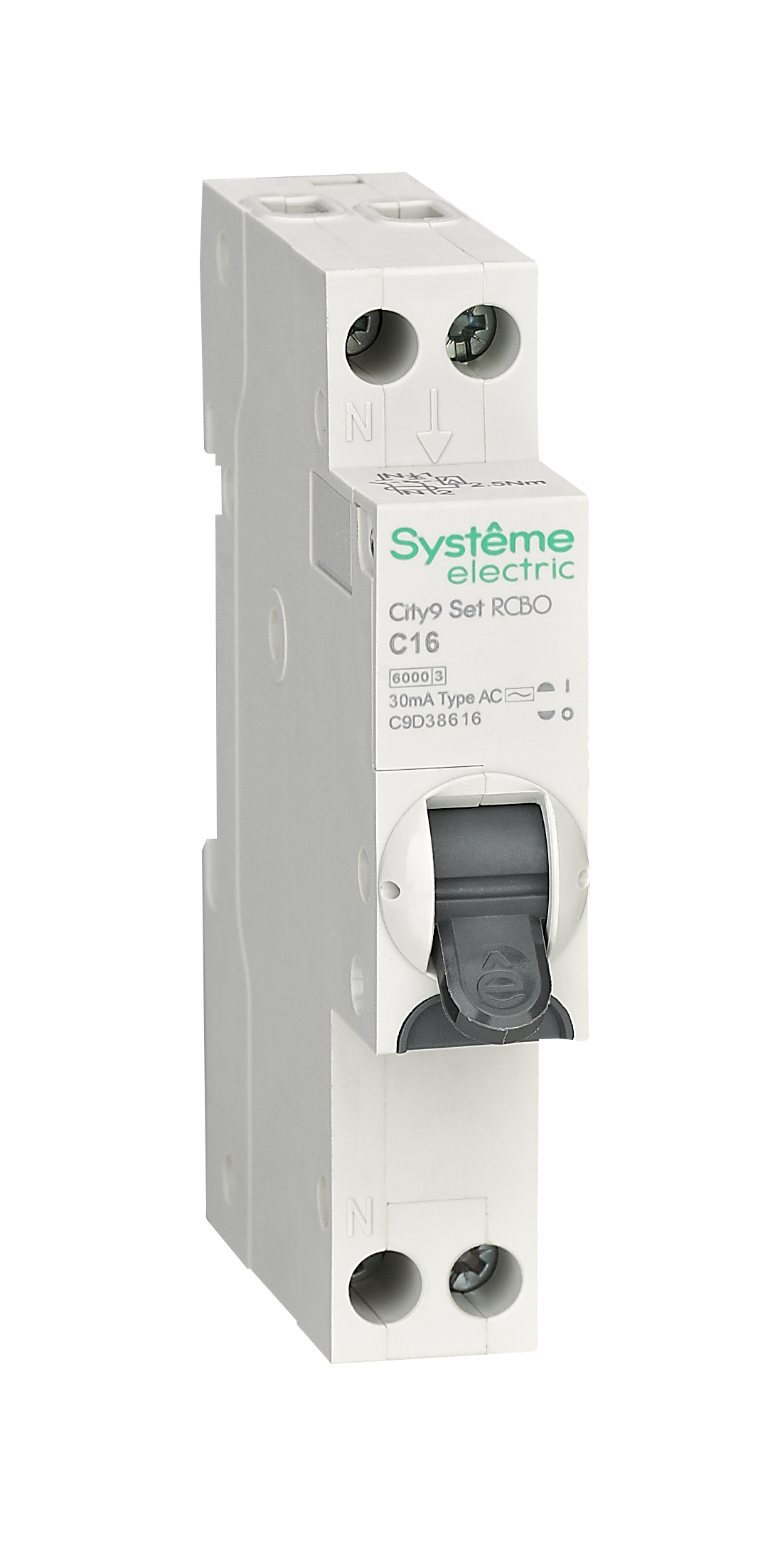Systeme Electric City9 АВДТ 1П+Н C16 6000A 30мА AC 18мм фото