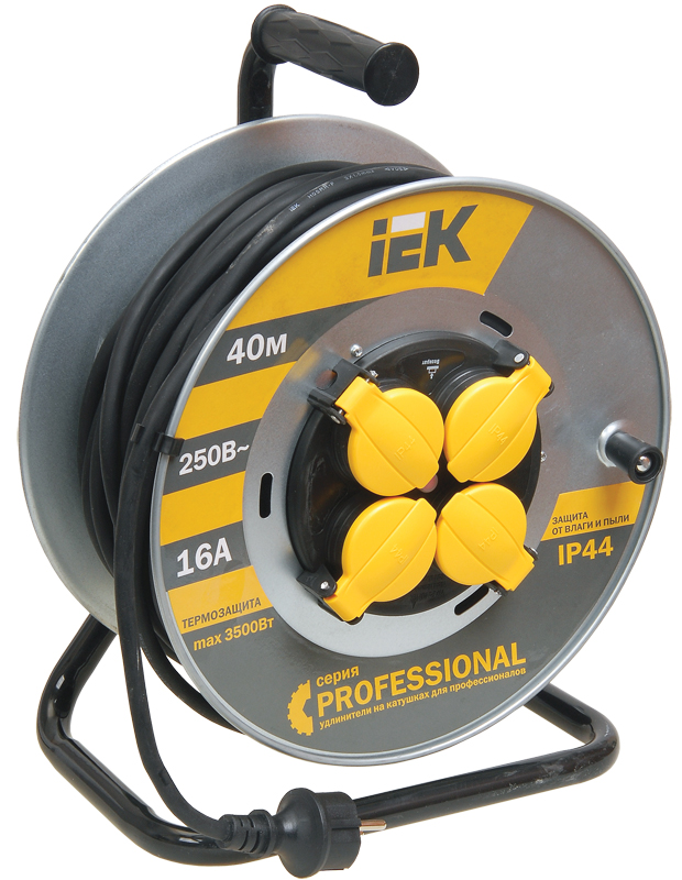 IEK Катушка УК40 на мет с т/з 4 места 2Р+PЕ/40м КГ 3х2,5мм2 IP44 