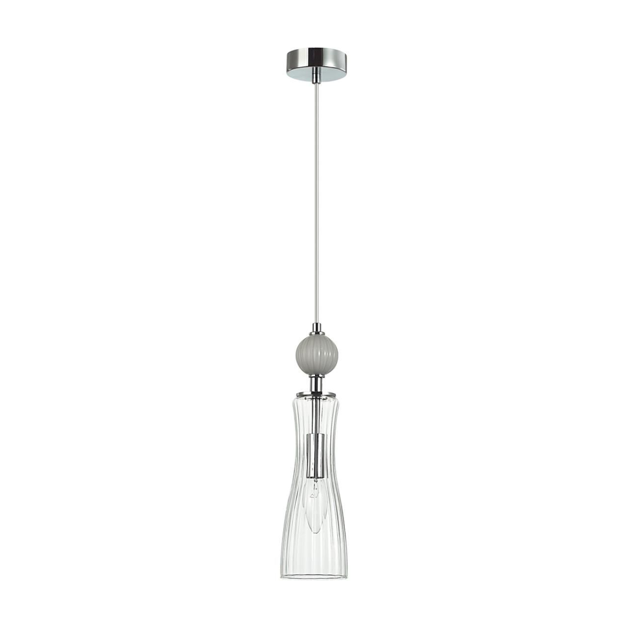 Lumion 8269/1A NEOCLASSI хром/серый/прозрачный, металл/керамика/стекло Подвес Е14 1*40W 220V EMILY фото